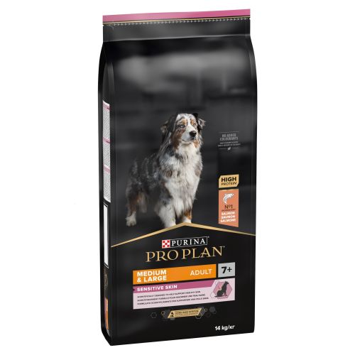 Pro Plan Adult 7+ Medium & Large Sensitive Skin Optiderma - Salmon  14 kg