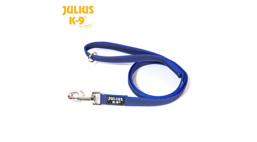 Julius-K9 gumírozott póráz, kék 1,2 m/20 mm, O karika  1.2 m