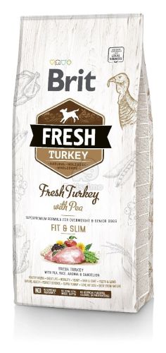 Brit Fresh Overweight & Senior Dogs Fit & Slim - Pulyka és borsó  12 kg