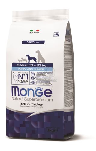 Monge Daily Line Medium Puppy & Junior száraz kutyatáp - csirke  12 kg
