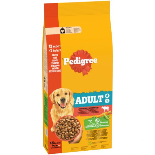 Pedigree Adult szárazeledel - marhával és zöldségekkel  12+3 kg