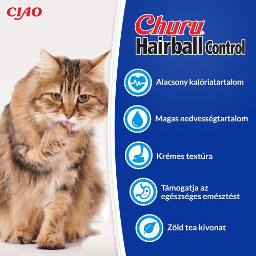 Inaba Cat Churu Hairball Control - tonhal 4 x  14 g